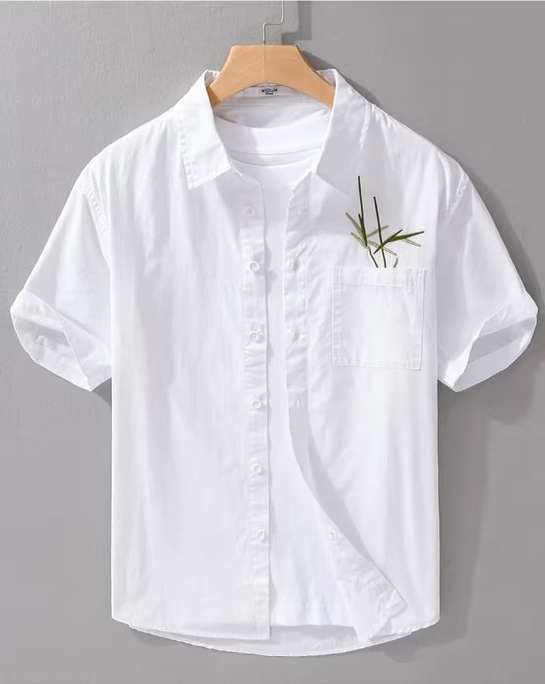 Oxfordlane Men's Premium White Minimal Embroidered Casual Shirt | Half Sleeve Regular Fit Summer Cotton Shirt