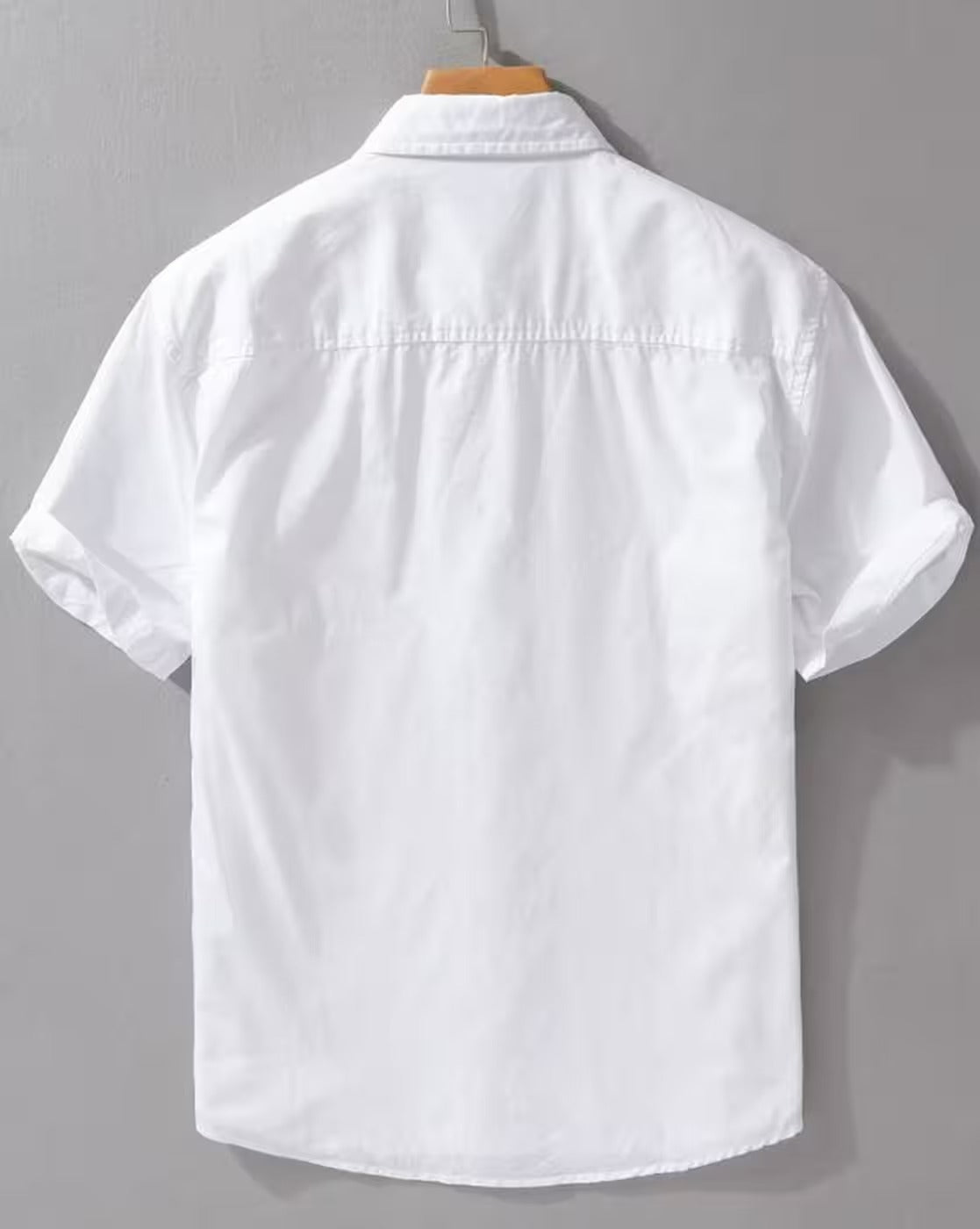 Oxfordlane Men's Premium White Minimal Embroidered Casual Shirt | Half Sleeve Regular Fit Summer Cotton Shirt