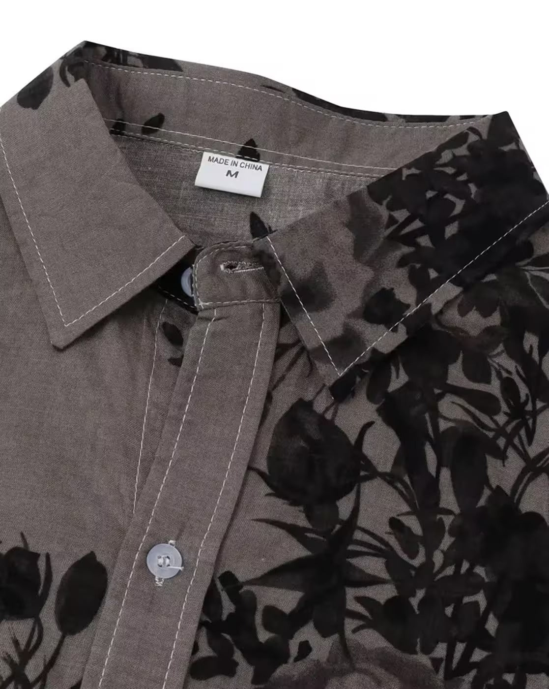 Oxfordlane Men's Premium Grey Floral Printed Casual Shirt | Half Sleeve Regular Fit Summer Vacation Shirt